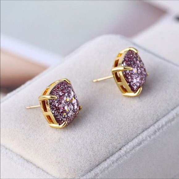 Kate Spade Purple Glitter Stud Earrings - Picture 2 of 5